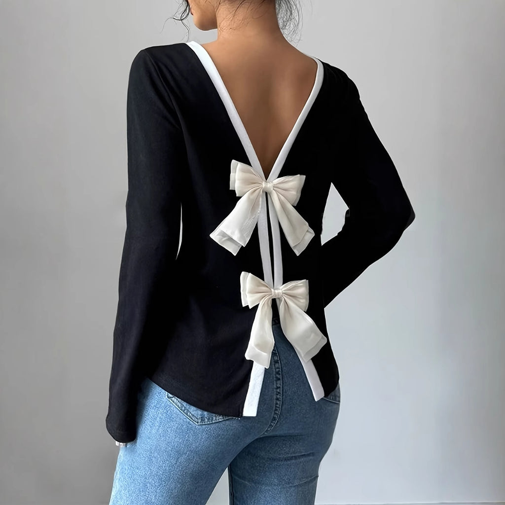 Women's Trendy Round Neck Two-Piece Illusionknit T-Shirt Full Sleeve Base Layer Top Crew Neck Design