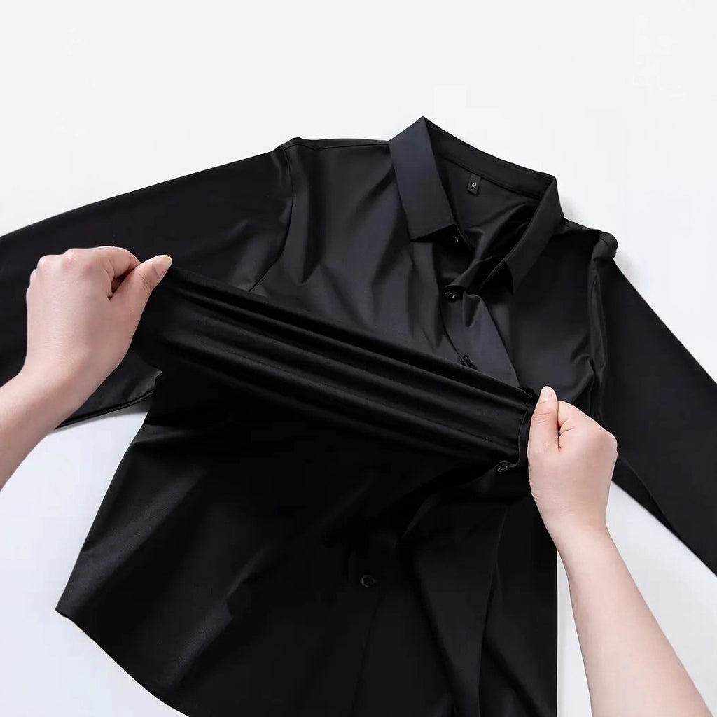 Seamless, Highly Elastic, Long-Sleeve, Wrinkle-Resistant Plus-Size Shirt For Men
