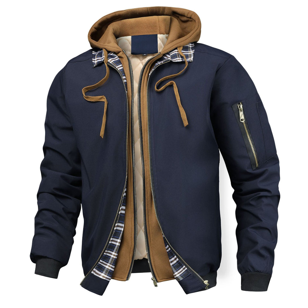 Jacket Outerwear Quilted Cotton Hoodie With Faux Two-Piece Design