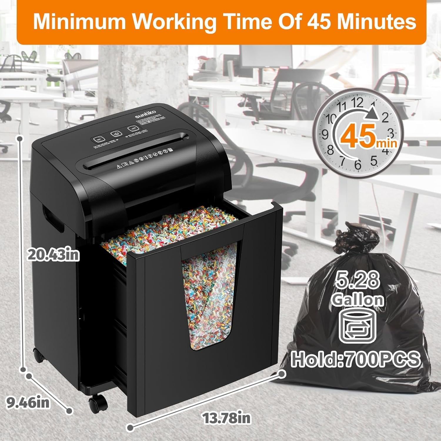 Woolsche Paper Shredder,18 Sheet Cross Cut Level P4,Shred Paper,Credit Card,CD,With Large Pull Out Bin,Insert Auto Jam Proof System Shredder For Home&Office