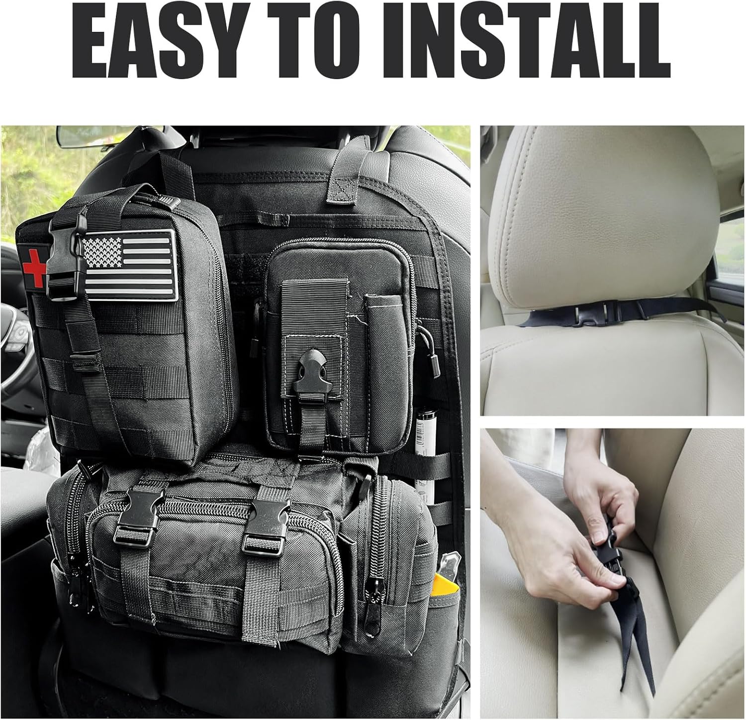 2 Set-Storage Bag, Back Seat Organizer With 3 Detachable Pouches, Tool Room, Warehouse, Outdoor Activity Use