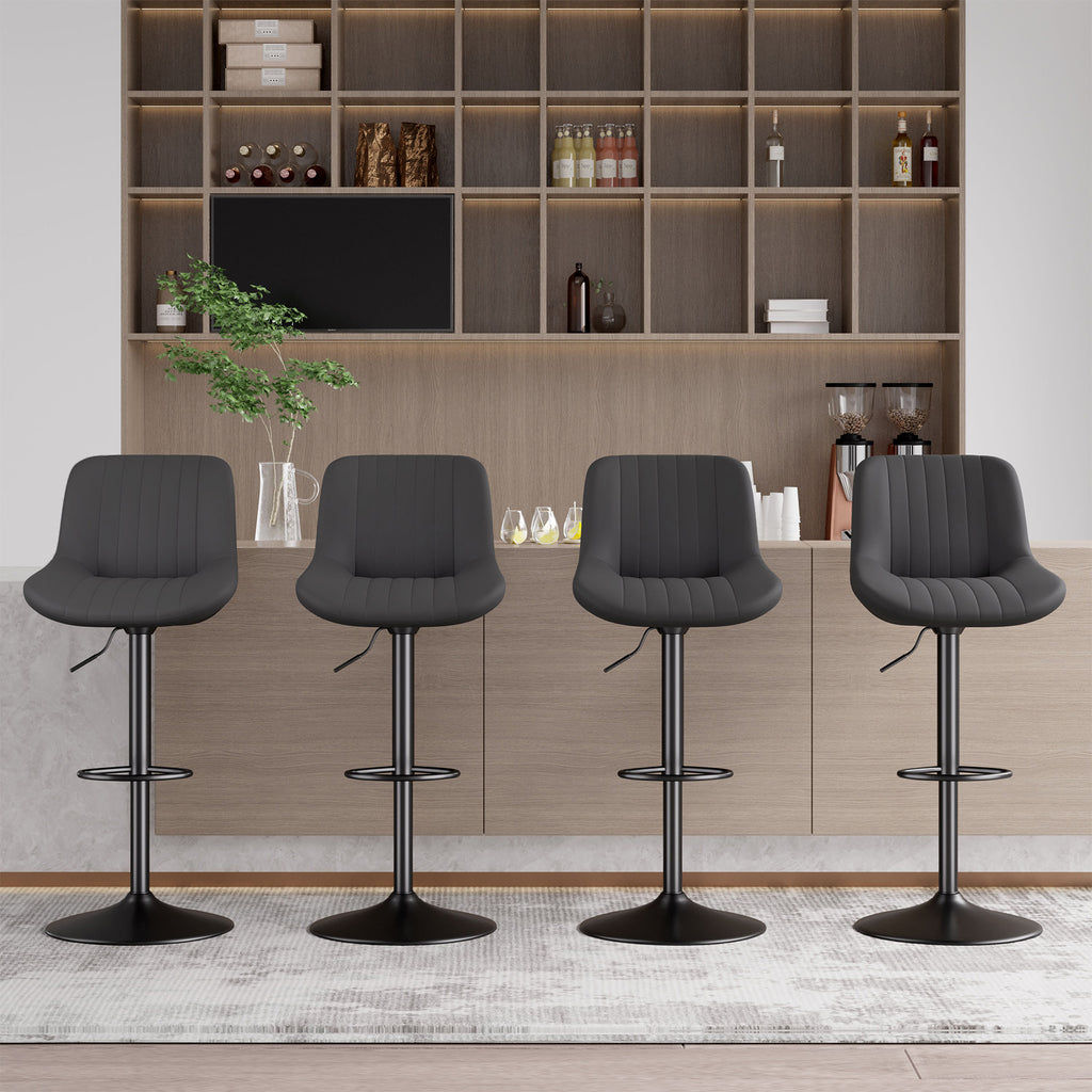 Bar Stools, Adjustable Modern Swivel Bar Stools With Backs, Counter Height Performance Fabric Island Chairs For Home Kitchen