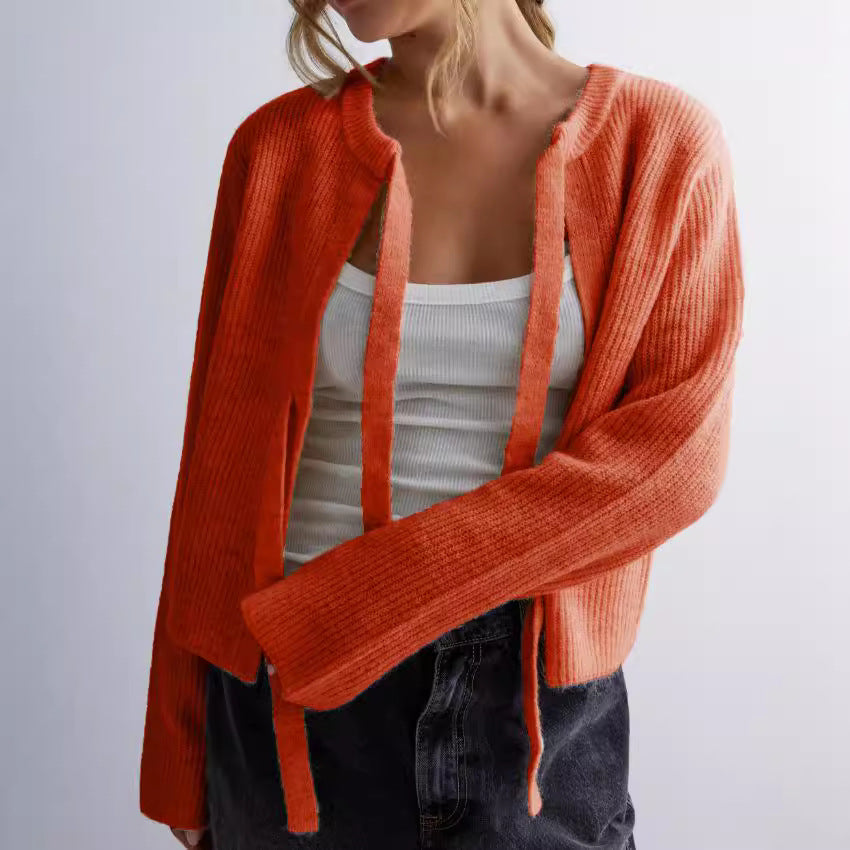 Women's Top Drawstring Cardigan Loose Sweater