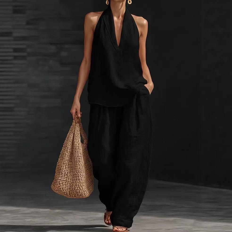 Casual Wide-Leg Pants Two-Piece Set Fashionable Trendy Style