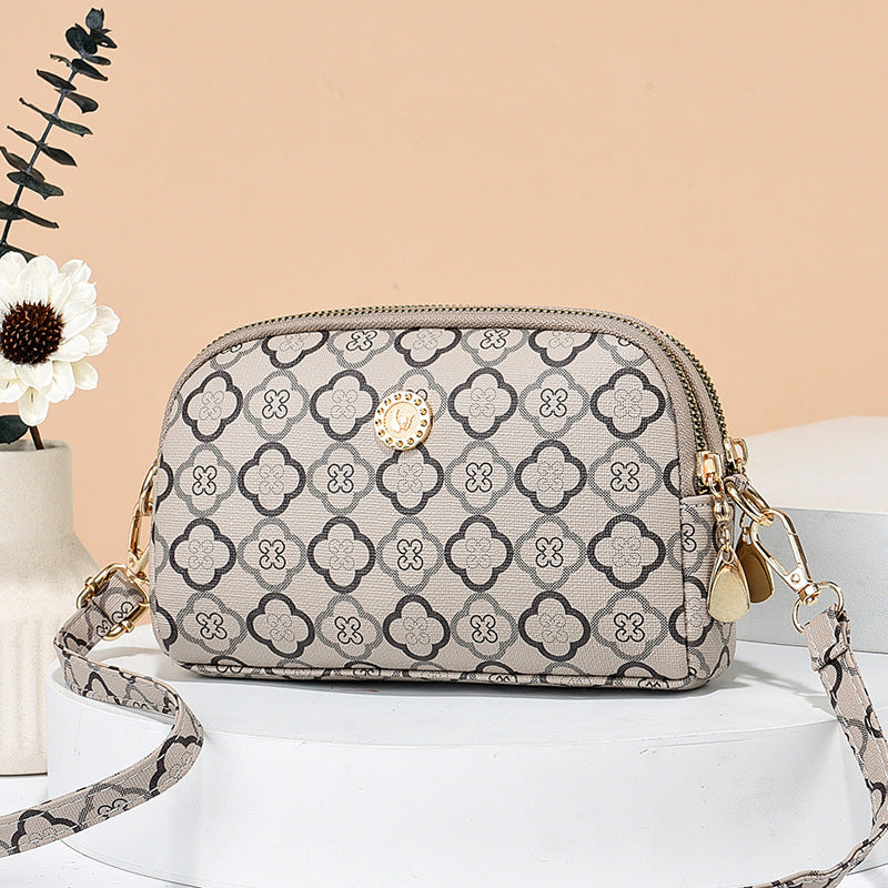 Color-Block Patchwork Versatile ShoulderCrossbody Bag With Dual Zippers