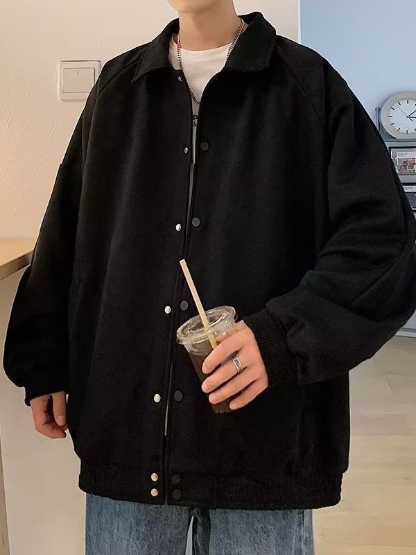 Mens Loose-Fit Embroidered Jacket Coat