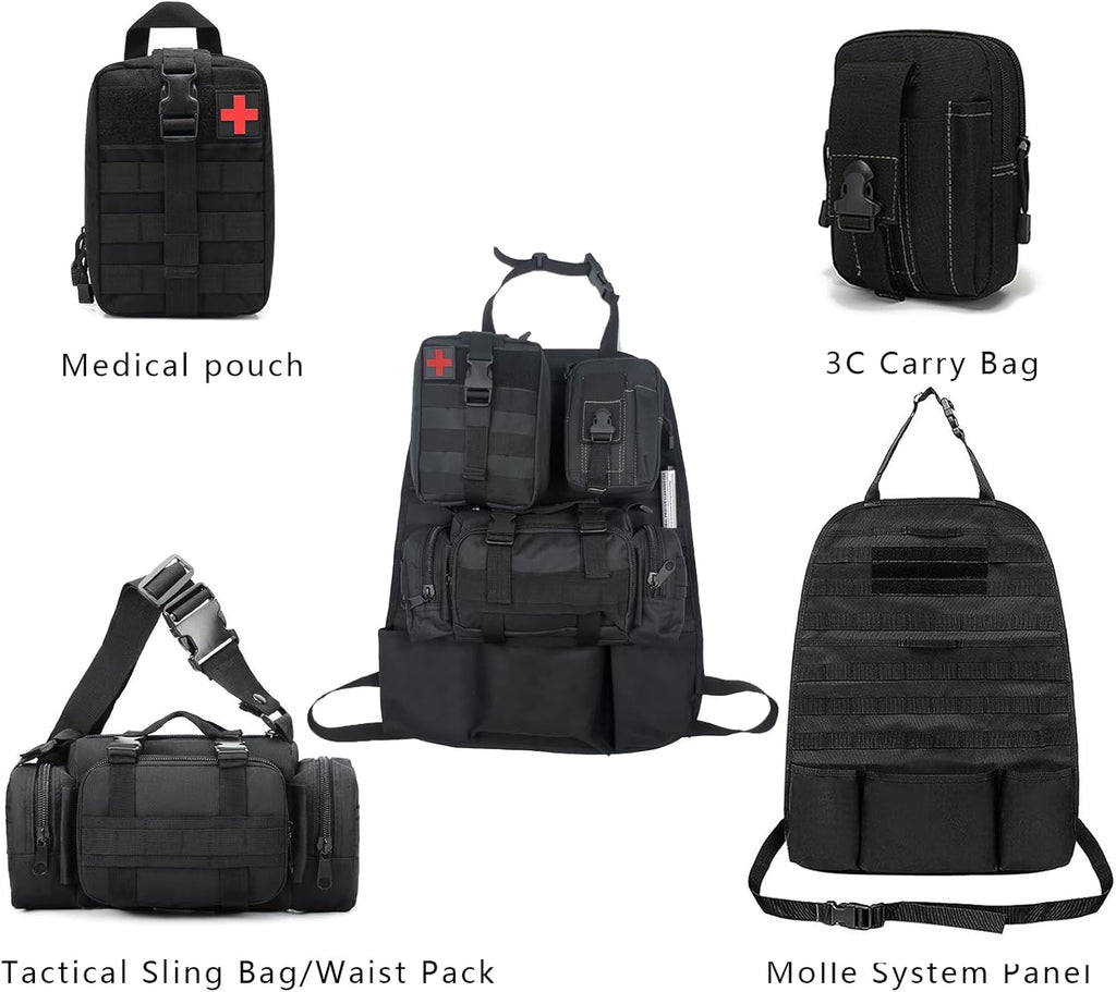 2 Set-Storage Bag, Back Seat Organizer With 3 Detachable Pouches, Tool Room, Warehouse, Outdoor Activity Use