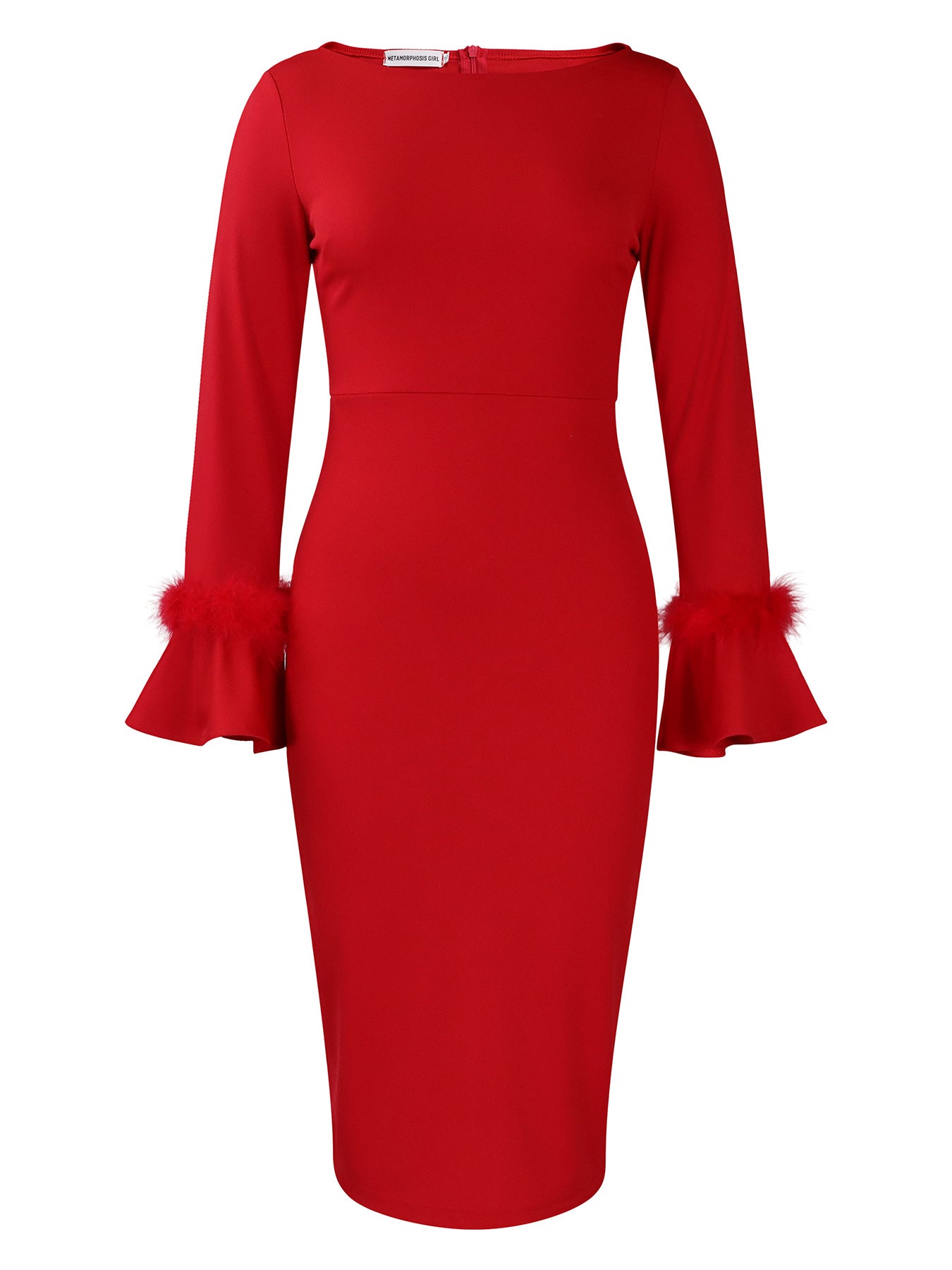 Fashion Solid Color Sheath Bell Sleeve OL African Dress