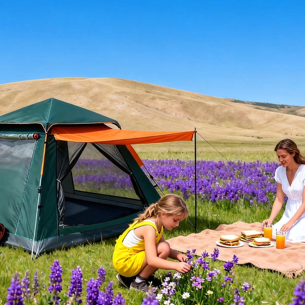 Family Quick-opening Tent 84.6L X 84.6W X 55.9H Tent Instant Camping Rainproof Tent 2-4 Person Tent Outdoor Tent Camping Tent  Hiking Tent Camping Set Pop-up Tent Outdoor Tent Party Portable Tent