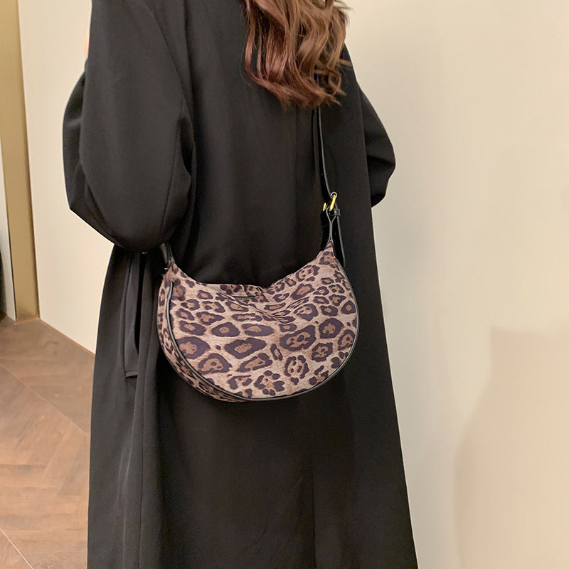 Retro Leopard Print Crossbody Bag Womens Shoulder