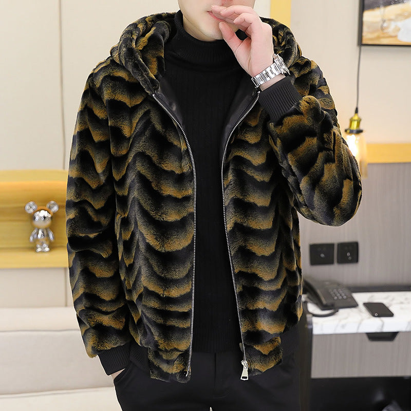 Men's Hooded Fur Coat With Mink Fur
