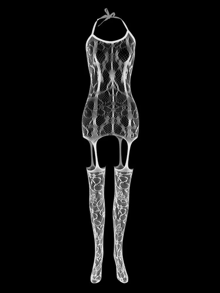 Men's Sexy Hollow-out Jacquard Bodysuit Tights