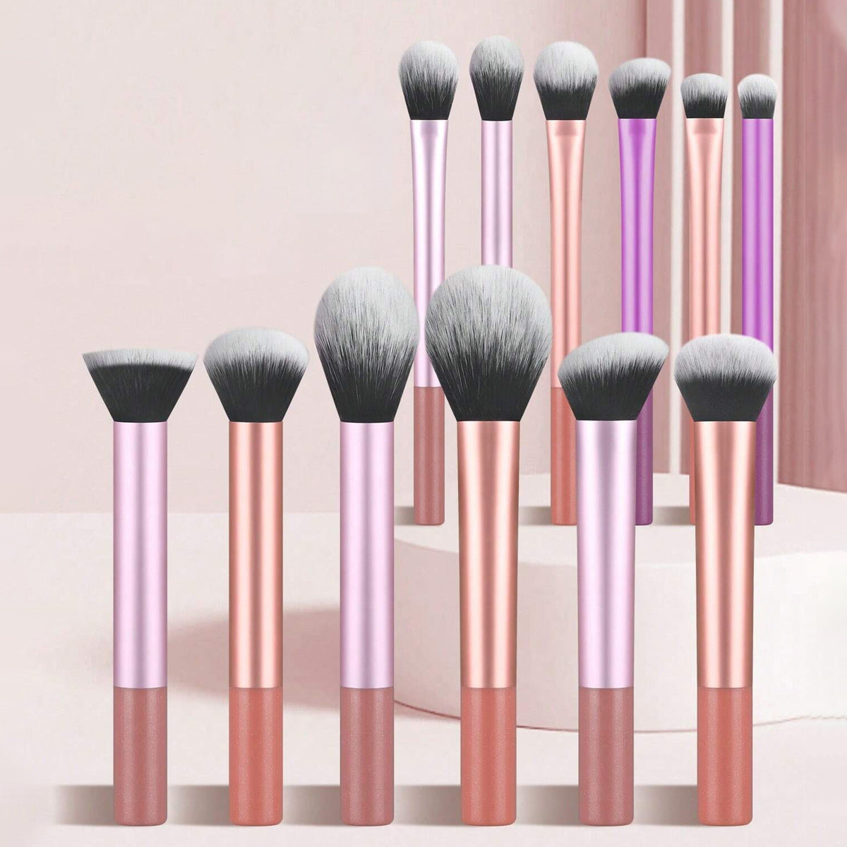 8 Long Tube Makeup Brushes Suit Multicolor