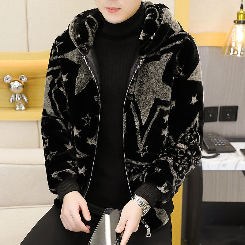 Men's Hooded Fur Coat With Mink Fur
