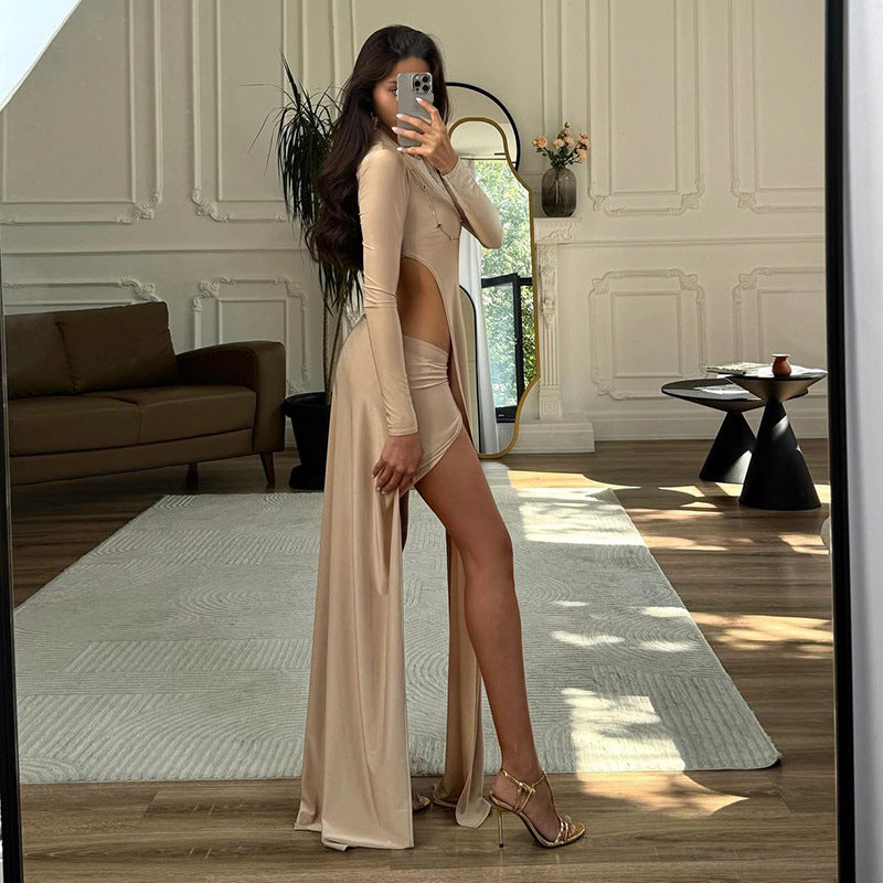 Womens Long-sleeve Top And Skirt Set