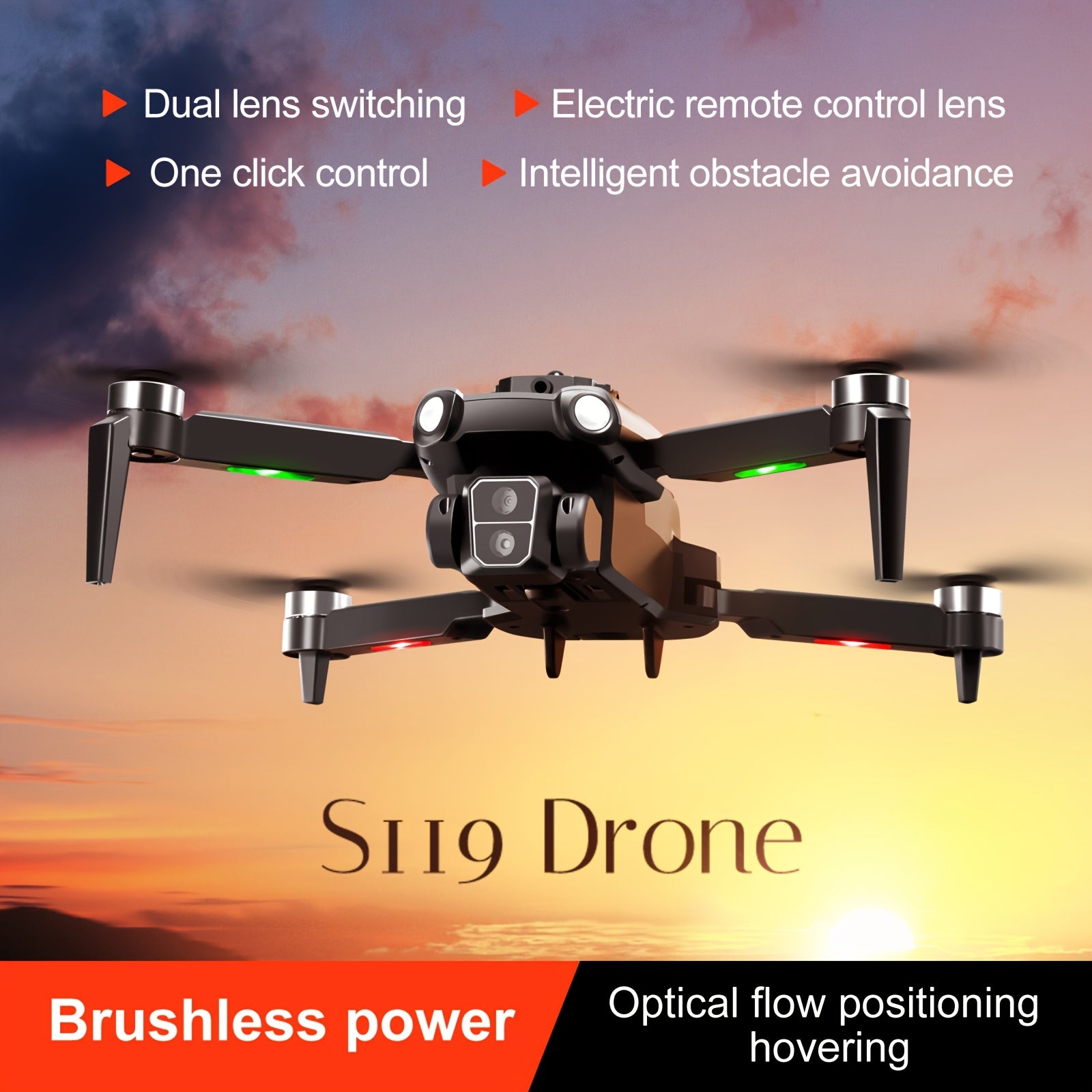 S119 Beginner Trajectory Flight Drone 480p Camera Quadcopter Optical Flow Positioning Four-Sided Obstacle Avoidance UAV