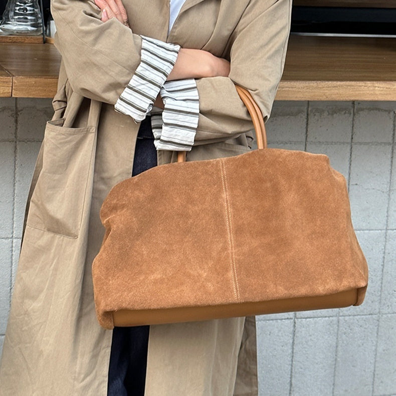 Matte Cowhide Premium Retro-style Commuter Tote Bag
