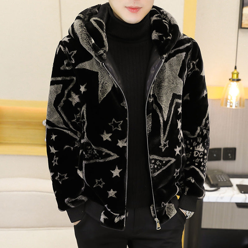 Men's Hooded Fur Coat With Mink Fur