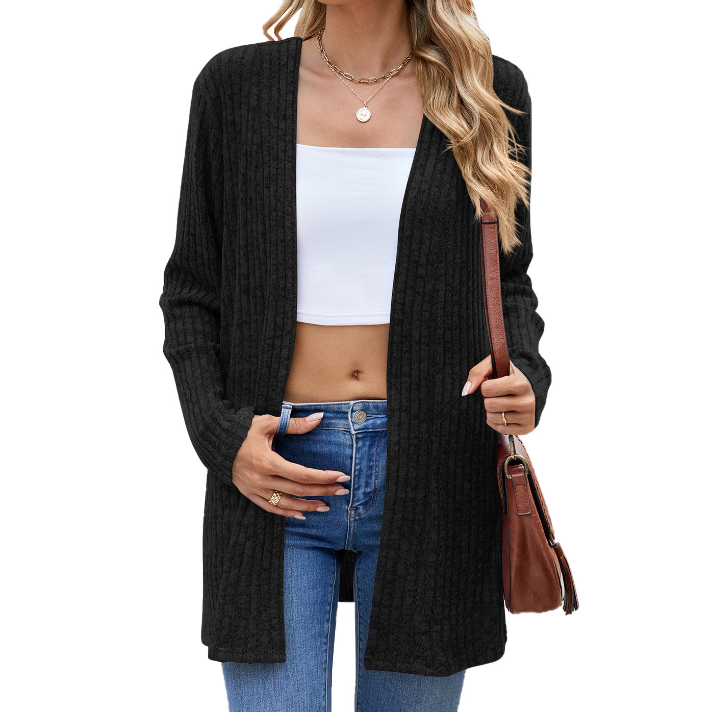 Long Sleeve Loose Sunken Stripe Sanding Underwear Sweater