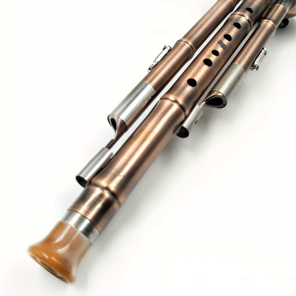 Chinese Traditional Gourd Flute - Durable Copper Plated Metal, Comes With Portable Gift Box And Chinese Knot, Suitable For Music Enthusiasts, C Bb Tone, Perfect For Gift Giving