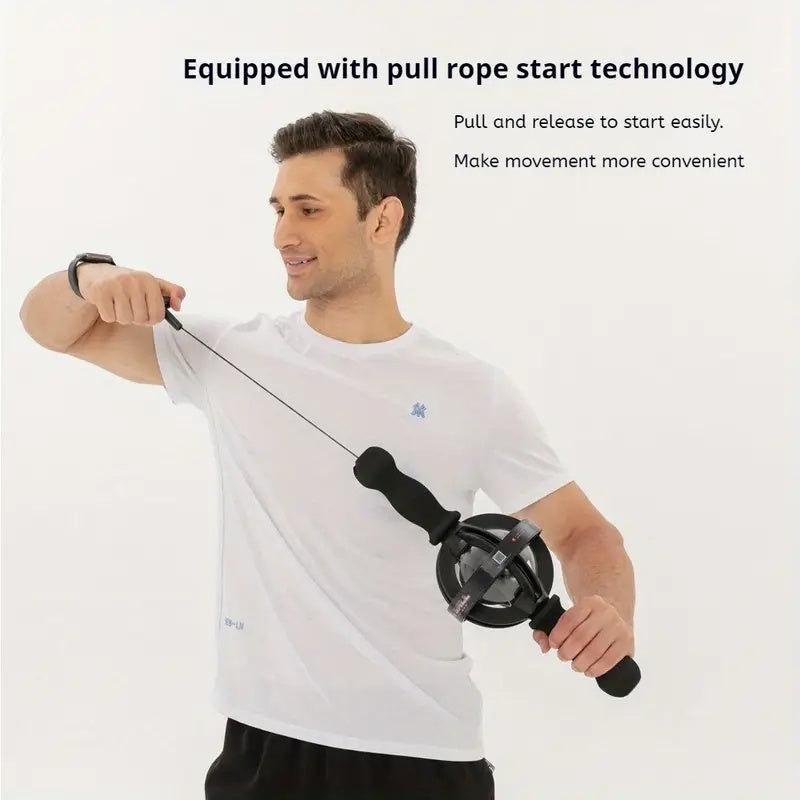 1pc Black Gyro Fitness Trainer  Stainless Steel Core Wrist  Forearm Exerciser With Pull Rope, Fit, Non Electric Handheld Fitness Equipment For Home Use, Enhances Muscle & Reduces, Gym Accessories