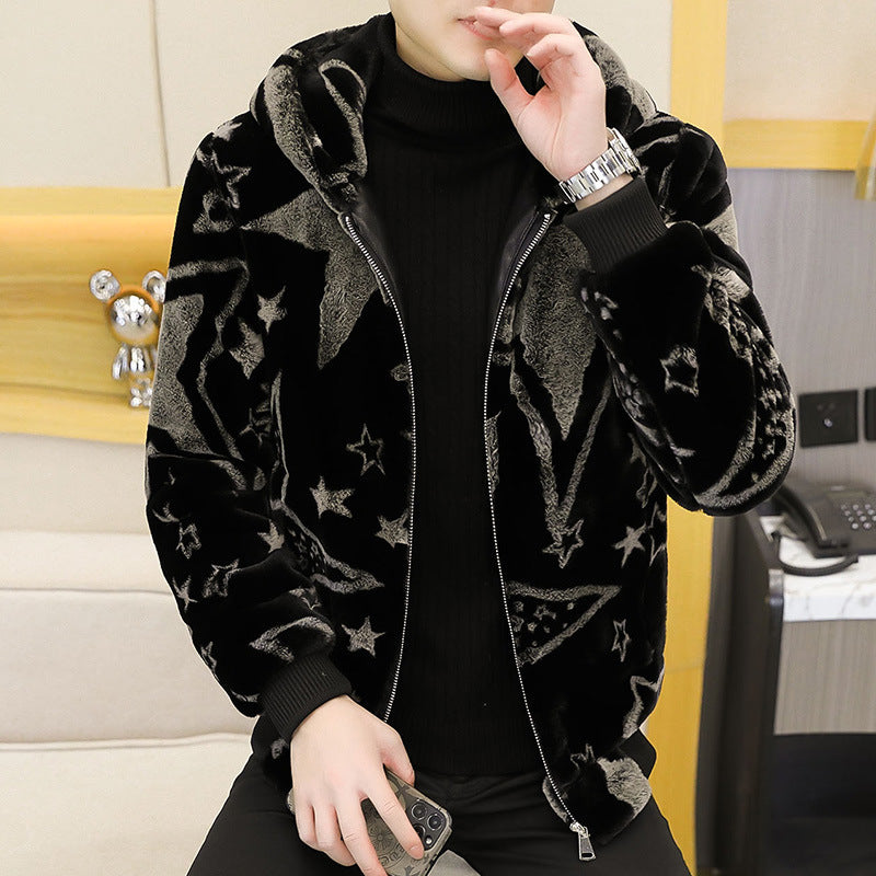 Men's Hooded Fur Coat With Mink Fur