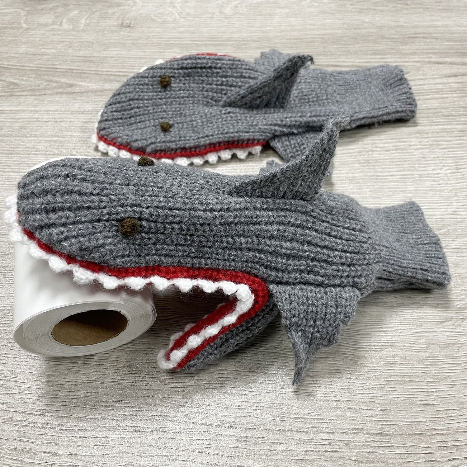 3D Christmas Shark Gloves Warm Mittens Knitted Gloves