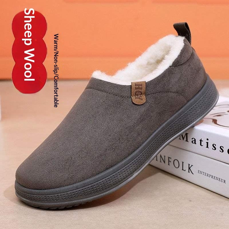 Fleece-lined Merino Wool Slip-on Snow Boots With Anti-slip Soles