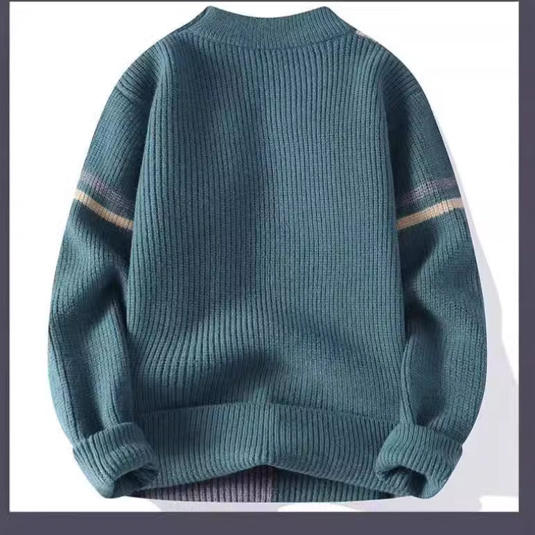 Mens Color-Block Base-Layer Loose Effortless Warm Sweater
