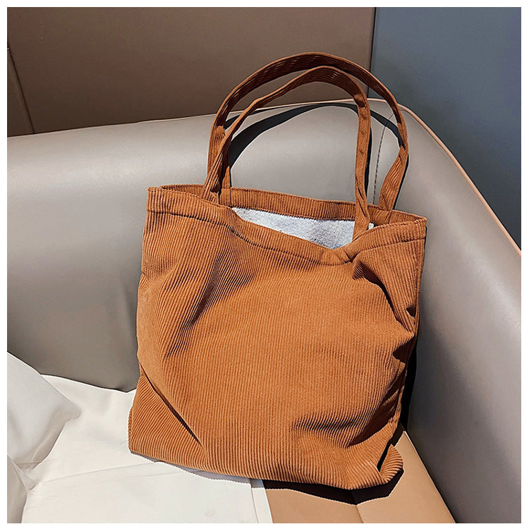 Large-Capacity Corduroy Tote Bag Simple And Stylish Shoulder