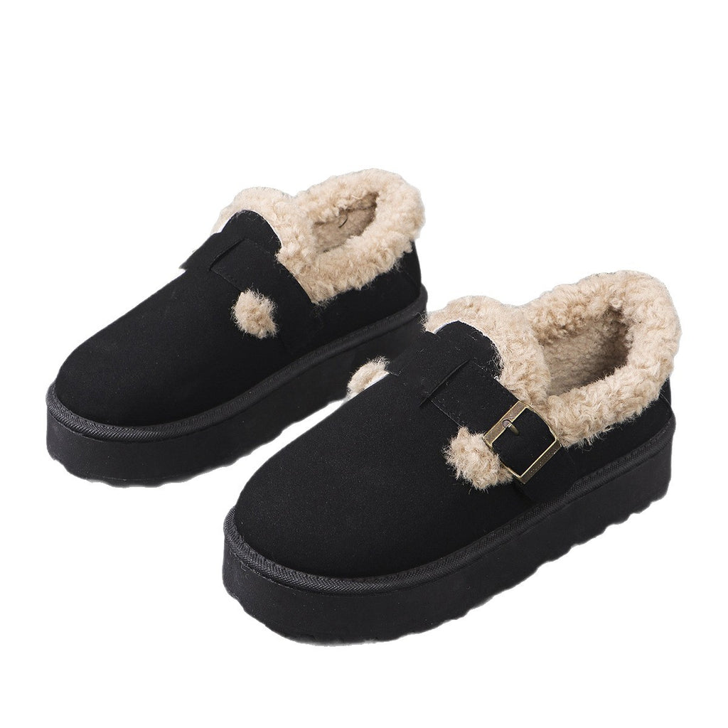 Women's Plus-size Snow Boots With Plush Lining And Thick Soles