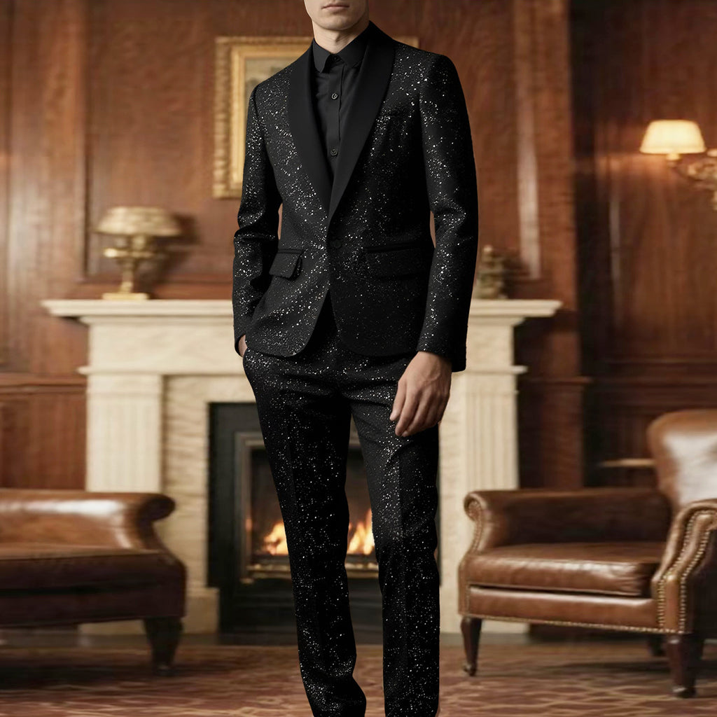 Mens Shiny Suit Jacket And Pants Set