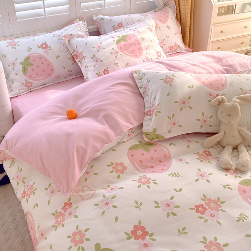 3 Piece Strawberry Duvet Cover Set Strawberry Print Bedding For Home Bedroom Decor Microfiber Quilt Cover Gifts Twin Full Queen King Size