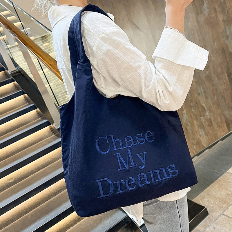 Korean-style 3D Letter Shoulder Bag With Minimalist Embroidery