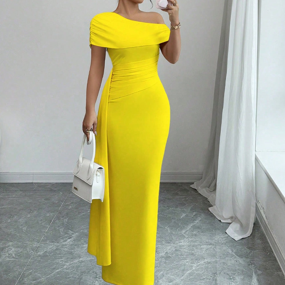 Strapless Solid Color Sleeveless Sheath Dress