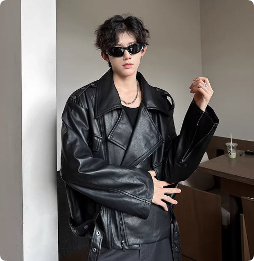 Men's PU Leather Jacket Sophisticated And Slightly Rebellious Look
