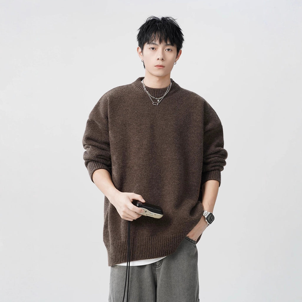 Laid-back Versatile Loose-fitting Knit Sweater For Teens And Young Adults