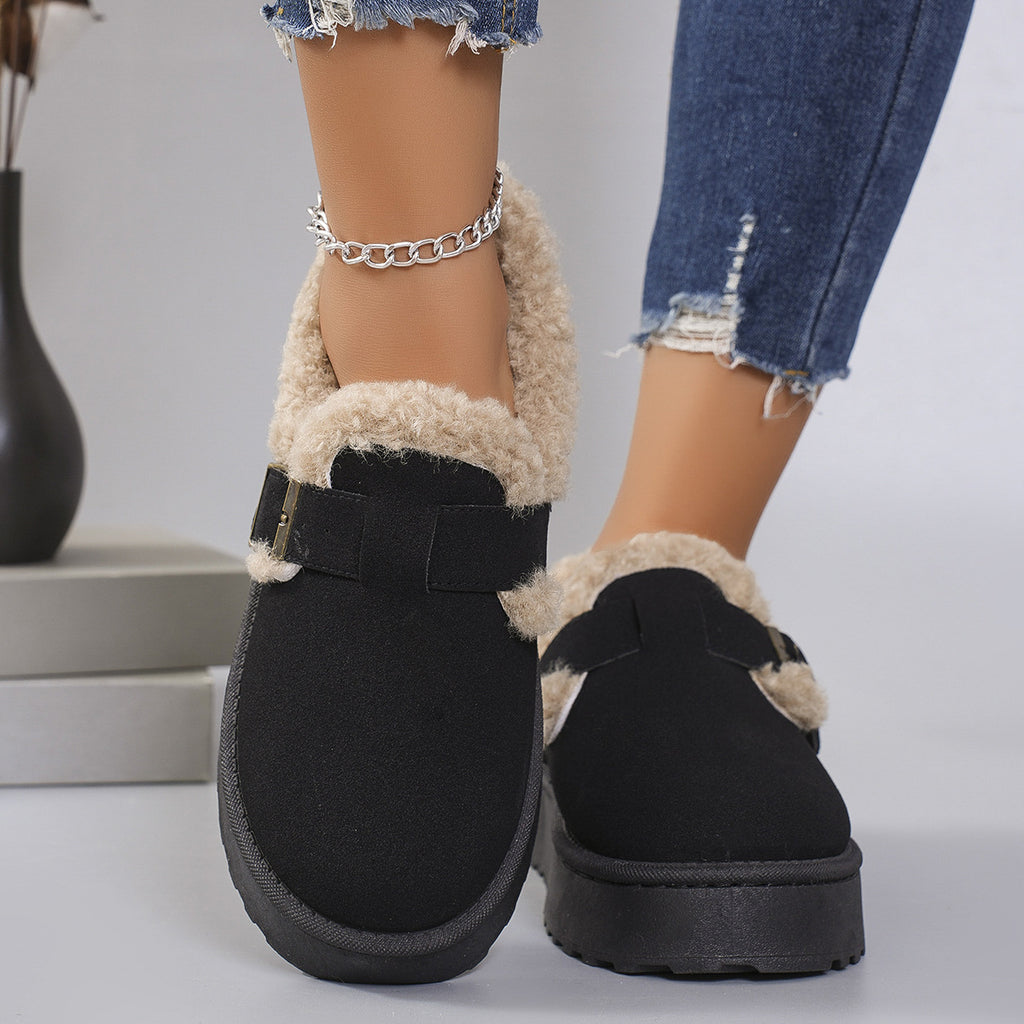 Women's Plus-size Snow Boots With Plush Lining And Thick Soles