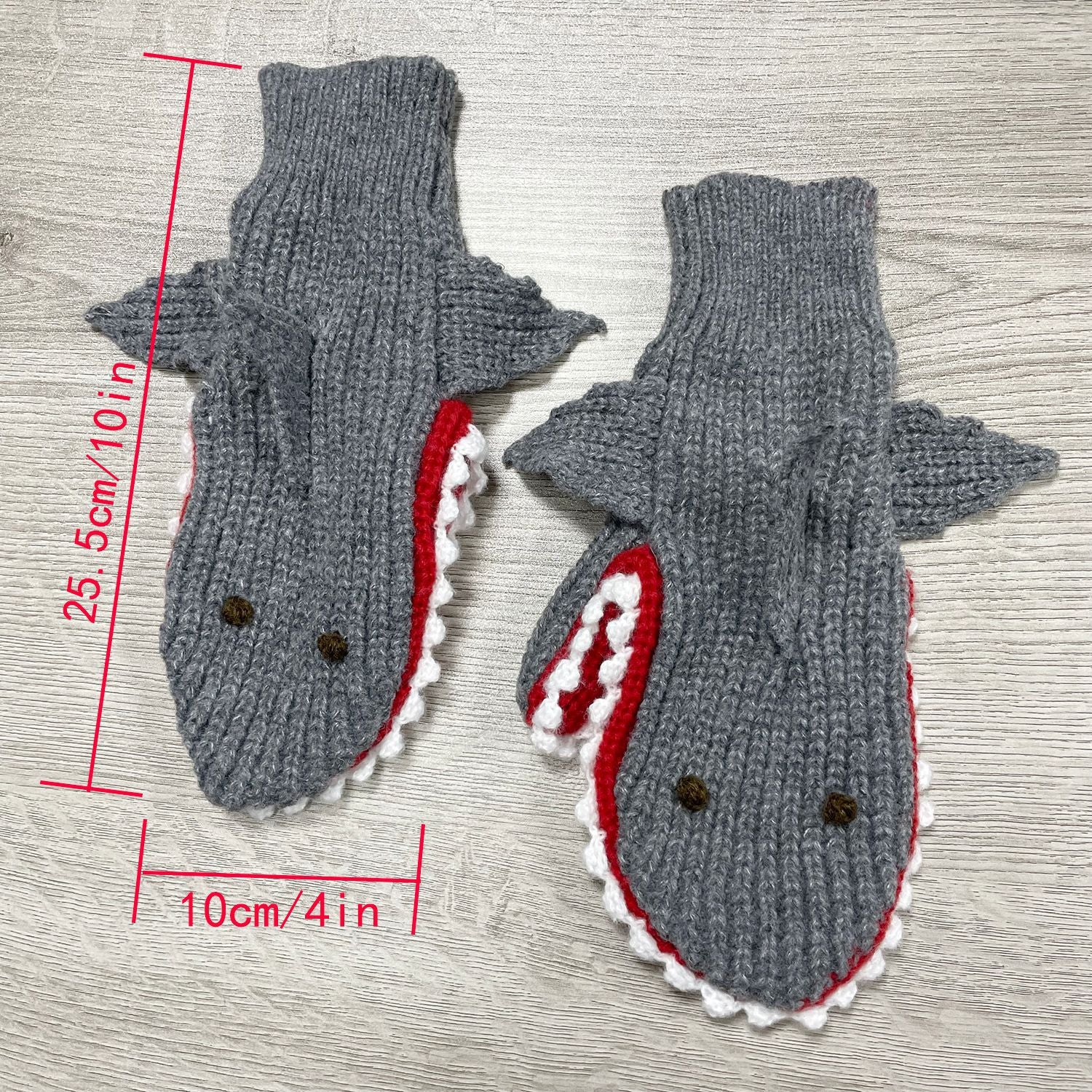 3D Christmas Shark Gloves Warm Mittens Knitted Gloves