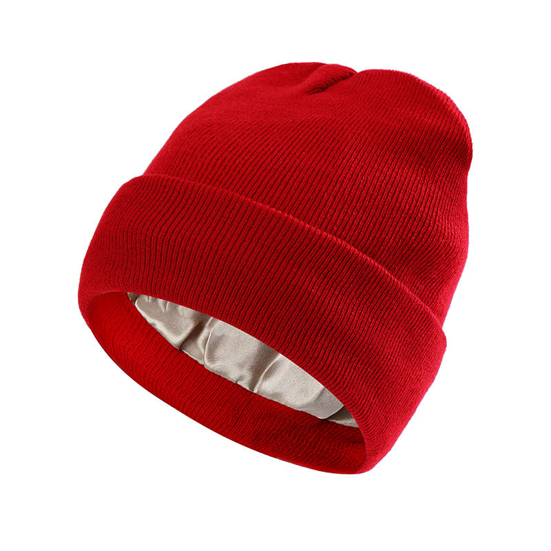 Women's Protective Hairstyle Warm Knitted Colored Hat Wool Hat Fashion Warm Knitted Wool Hat