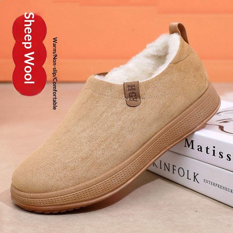 Fleece-lined Merino Wool Slip-on Snow Boots With Anti-slip Soles