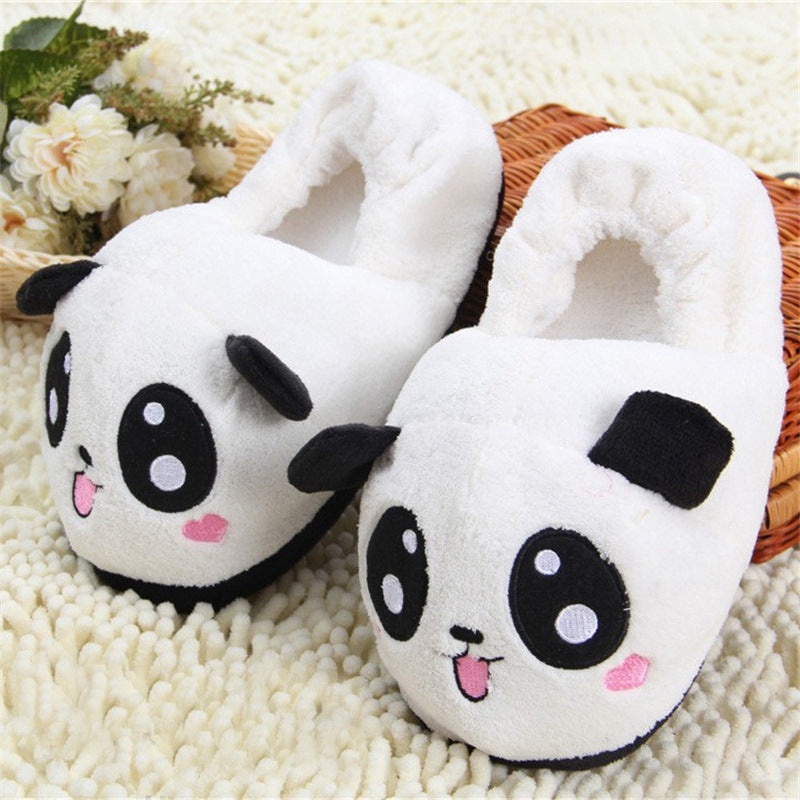 Cute And Adorable Panda Heart-Shaped Cartoon Plush Closed-Toe Slippers