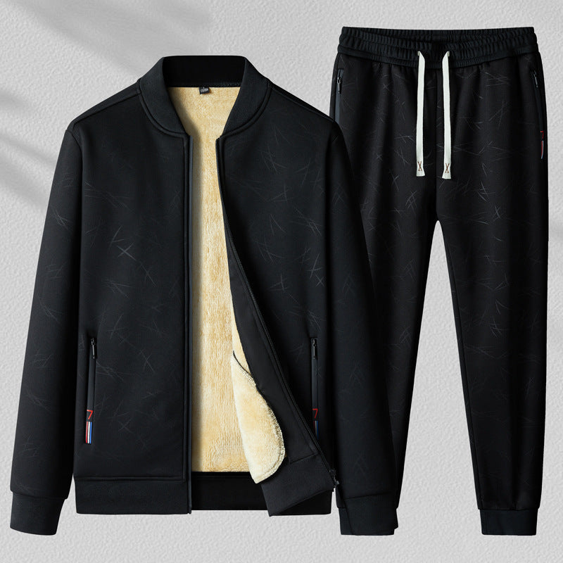 Mens Stand-Up Collar Sportswear Casual Two-Piece Set