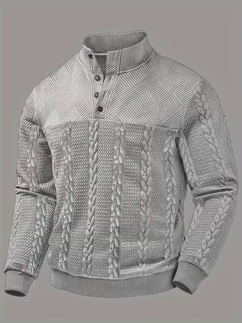 Retro Casual Stand-up Collar Four-button Pullover Hoodie