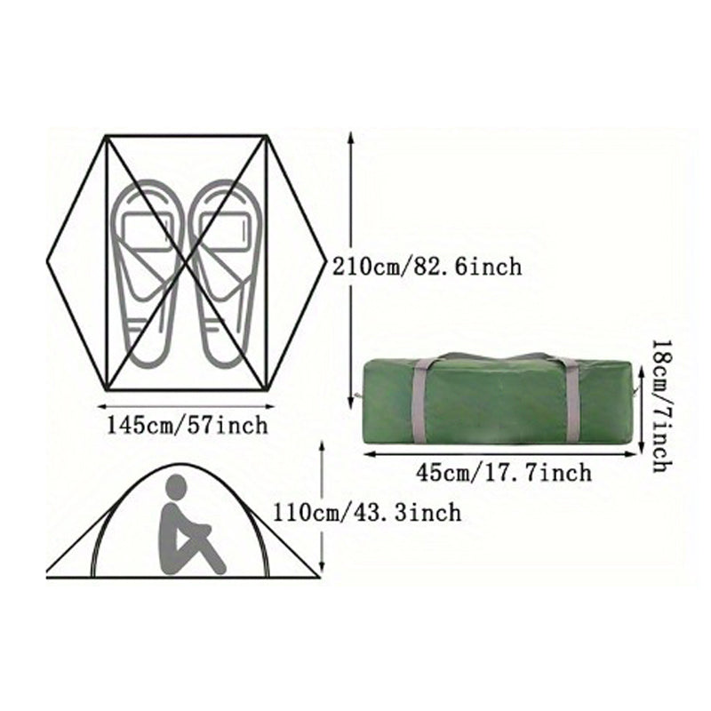 Green Ultralight Backpacking Tent 2 Person Waterproof Camping Tent 2 Person Double Layer Outdoor Simple Pitch Tent Suitable For Family Camping, Hiking Hunting Mountaineering Travel