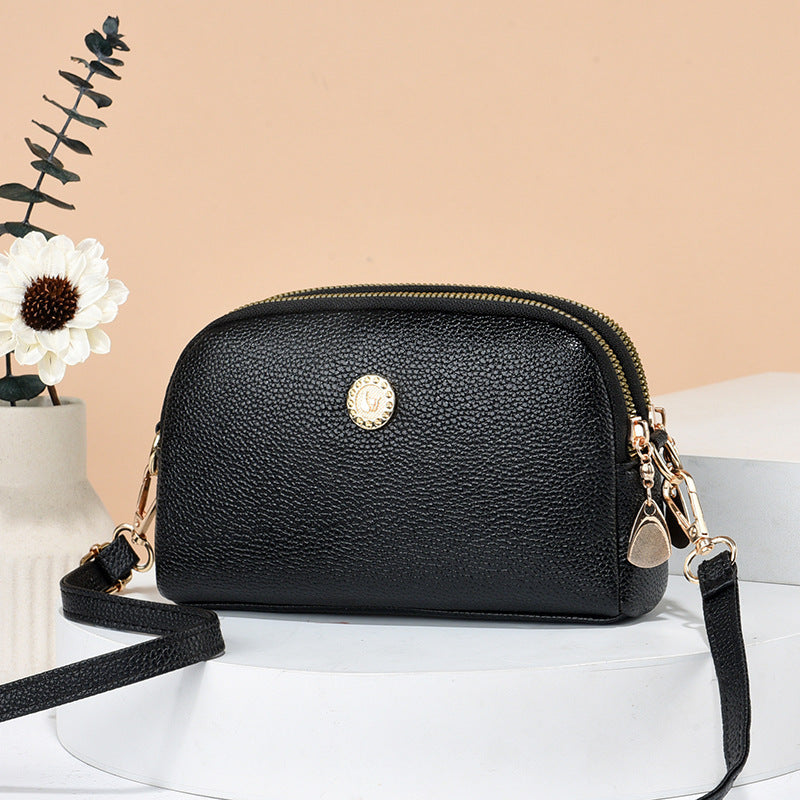 Color-Block Patchwork Versatile ShoulderCrossbody Bag With Dual Zippers