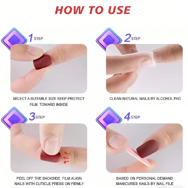 24 PCS Planet Diamond Star Nail Art, Long Length Long Water Pipe Fake Nails,Square Head Nail Tips False Nail