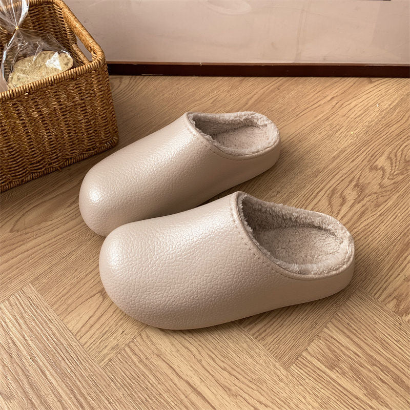 Non Slip Closed Toe Thick Soled Height Increasing Insulated Cotton Slippers