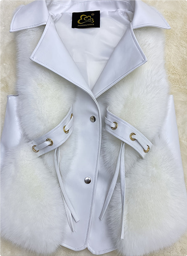 Fur Vest Short Coat Autumn And Winter New Patchwork Winter Fox Fur Jacket Women Short Artificial Fur Coat Elegant Female Warm Vest