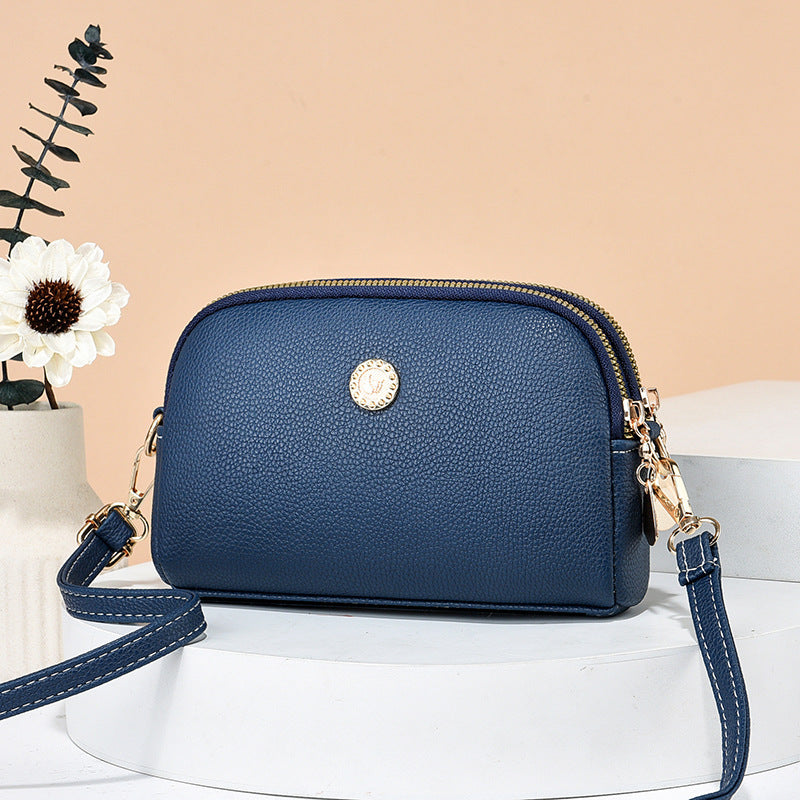 Color-Block Patchwork Versatile ShoulderCrossbody Bag With Dual Zippers